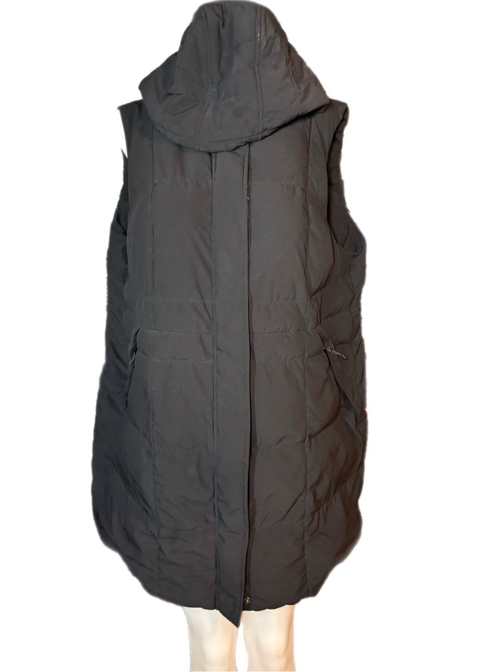 Lands' End Black Long Quilted Puffer Vest - Picture 2 of 8